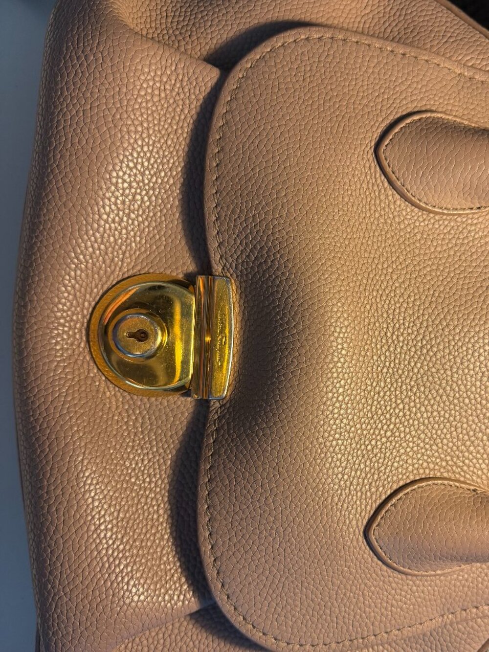 Salvatore Ferragamo Taupe Leather 2 Way Handbag - Picture 2 of 16